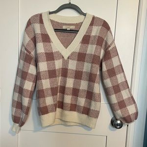 LOFT V-Neck Plaid Sweater
